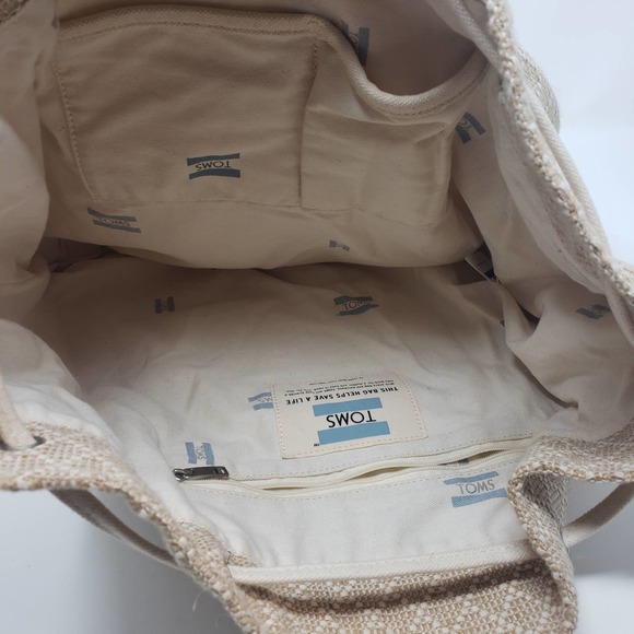 Toms Marina Drawstring Woven Hobo Bag Tan Cream - Picture 6 of 10